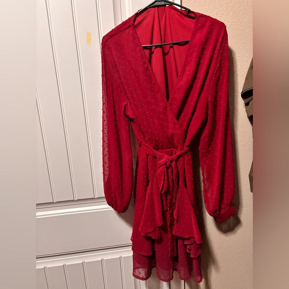 Swiss dot red dress